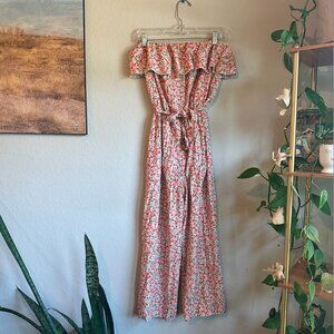 La Comet Barcelona Floral Strapless Jumpsuit Large – European Exclusive
